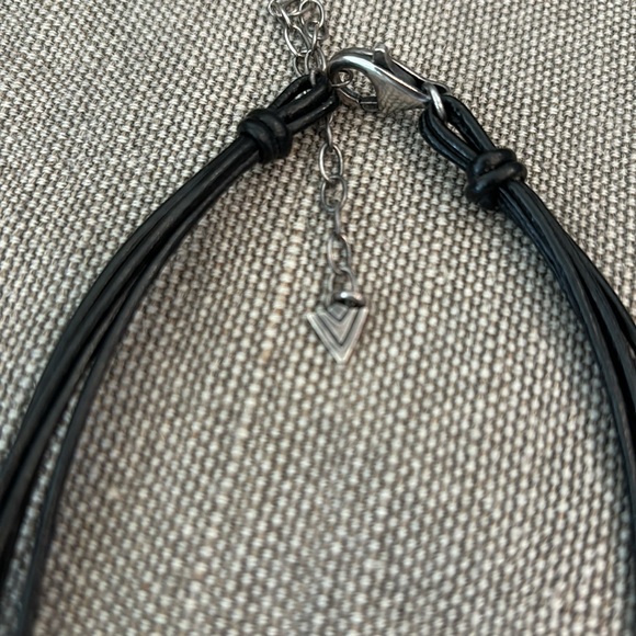 Silpada Necklace Five strand black leather cord with crystal ball drop pendant. - Picture 3 of 3